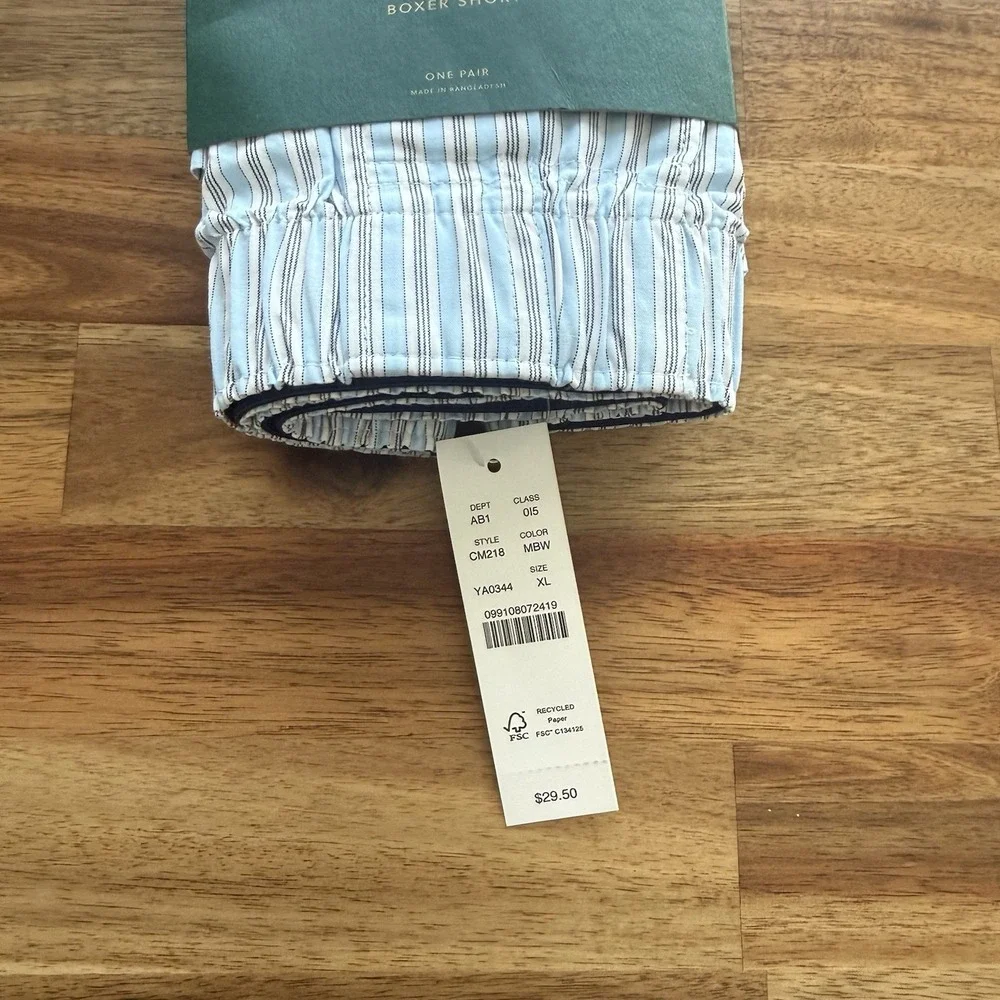 NWT J CREW Boxer Underwear Sz XL Blue Stripes Classic Comfort Oarsman 38-40